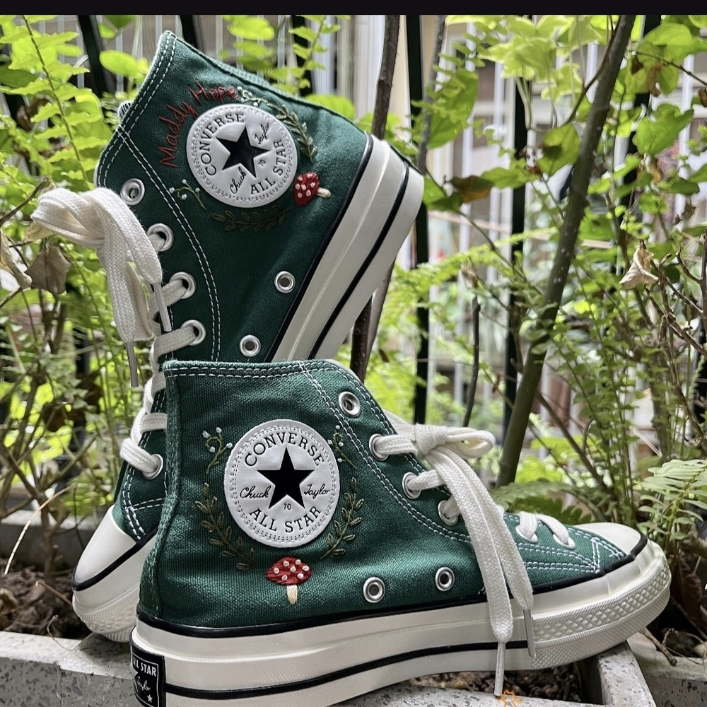 Converse Forest Green Embroidered High-Tops